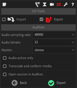 Export Audition optn 